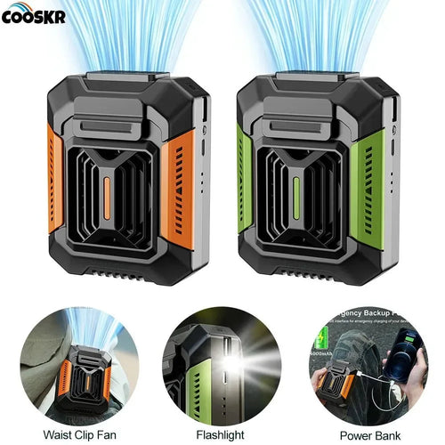 Portable Waist Clip Fan – Mini Hanging Neck & Waist Fan with Power Bank & LED Light | Bowlift