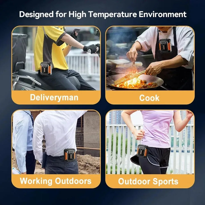 Portable Waist Clip Fan – Mini Hanging Neck & Waist Fan with Power Bank & LED Light | Bowlift