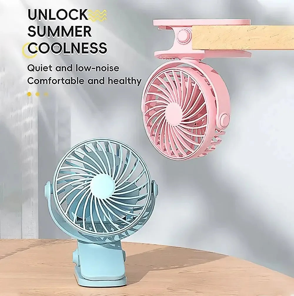 Rechargeable 720° Rotating Clip Fan with Nightlight – Portable & Versatile Cooling Solution | Bowlift