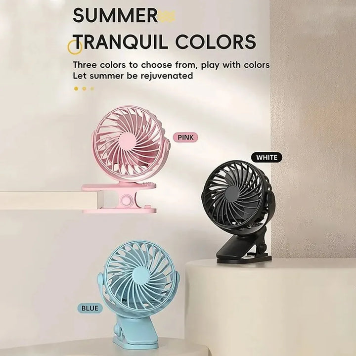Rechargeable 720° Rotating Clip Fan with Nightlight – Portable & Versatile Cooling Solution | Bowlift