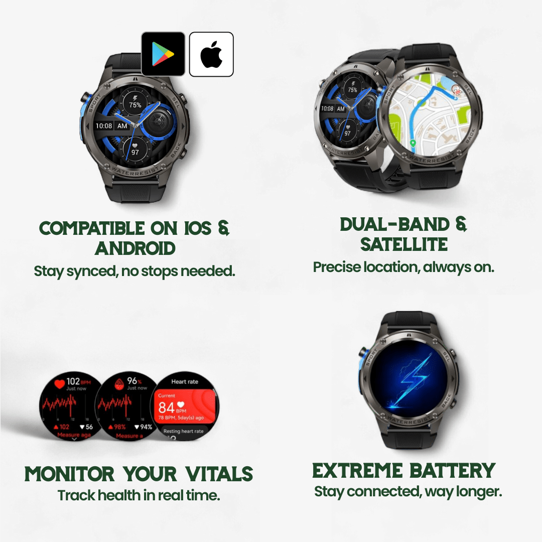 BowLift | TrekSight X – Rugged Smartwatch with GPS & Health Monitoring