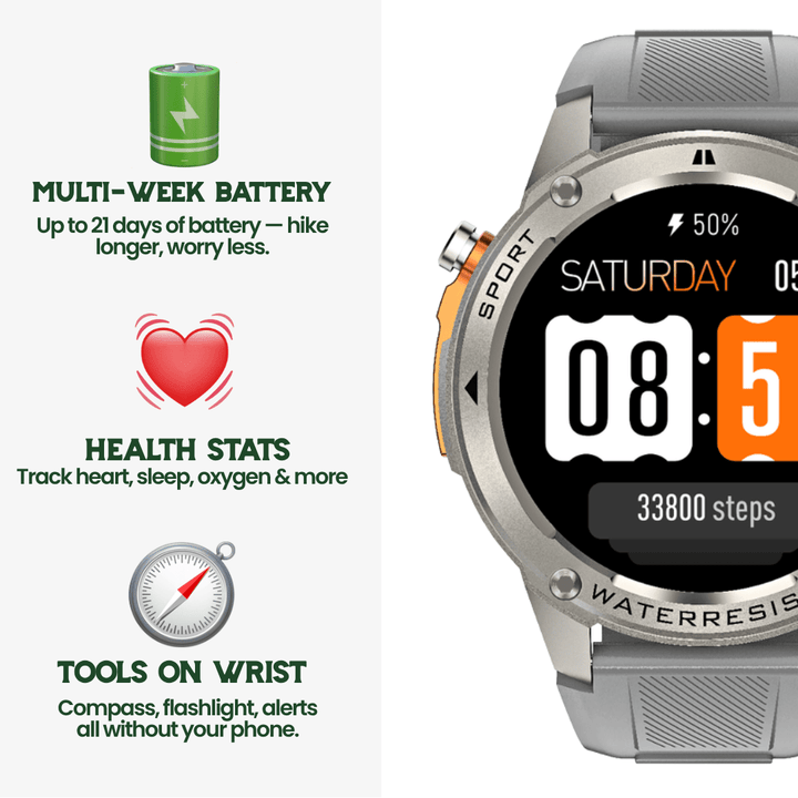 BowLift | TrekSight X – Rugged Smartwatch with GPS & Health Monitoring