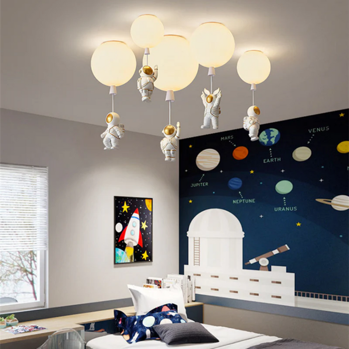 BowLift | Trendy Moon/Astronaut Children's Room LED Ceiling Light - CosmoGlow