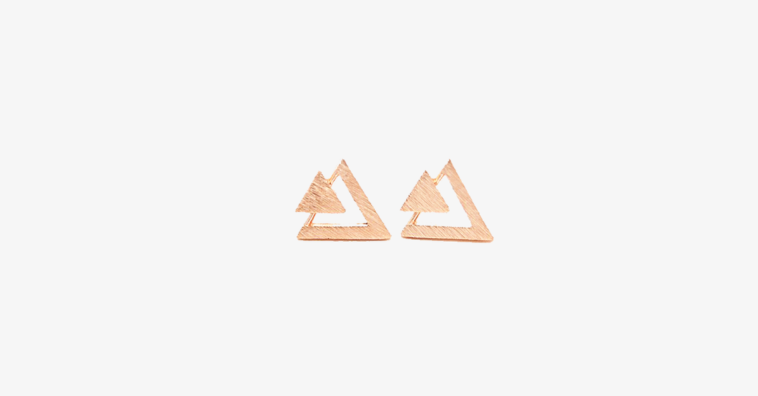 BowLift | Double triangle stud earrings - Fashionable multicolor set of two