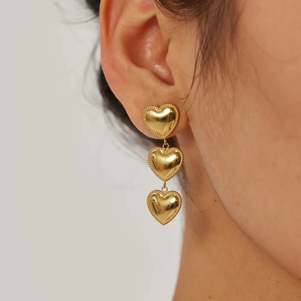 BowLift | Triple Hearts Drop Earrings