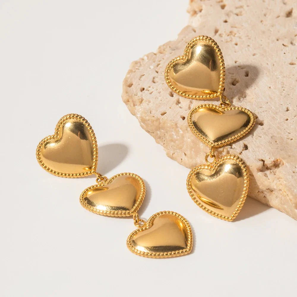 BowLift | Triple Hearts Drop Earrings