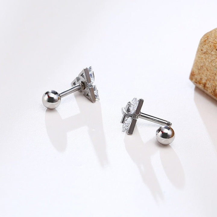 BowLift | TRISILVER – Triangle Earrings with Push-Back Closure, Lightweight and Modern Design