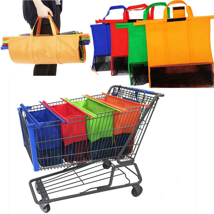 BowLift | EcoSmart Shopping Cart Trolley Bags (Set of 4) | Reusable Grocery Organiser System