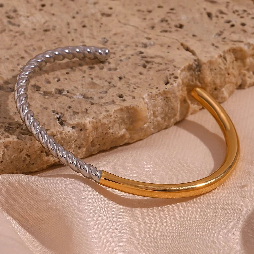 BowLift | Twisted Half Two Tone Cuff Bracelet