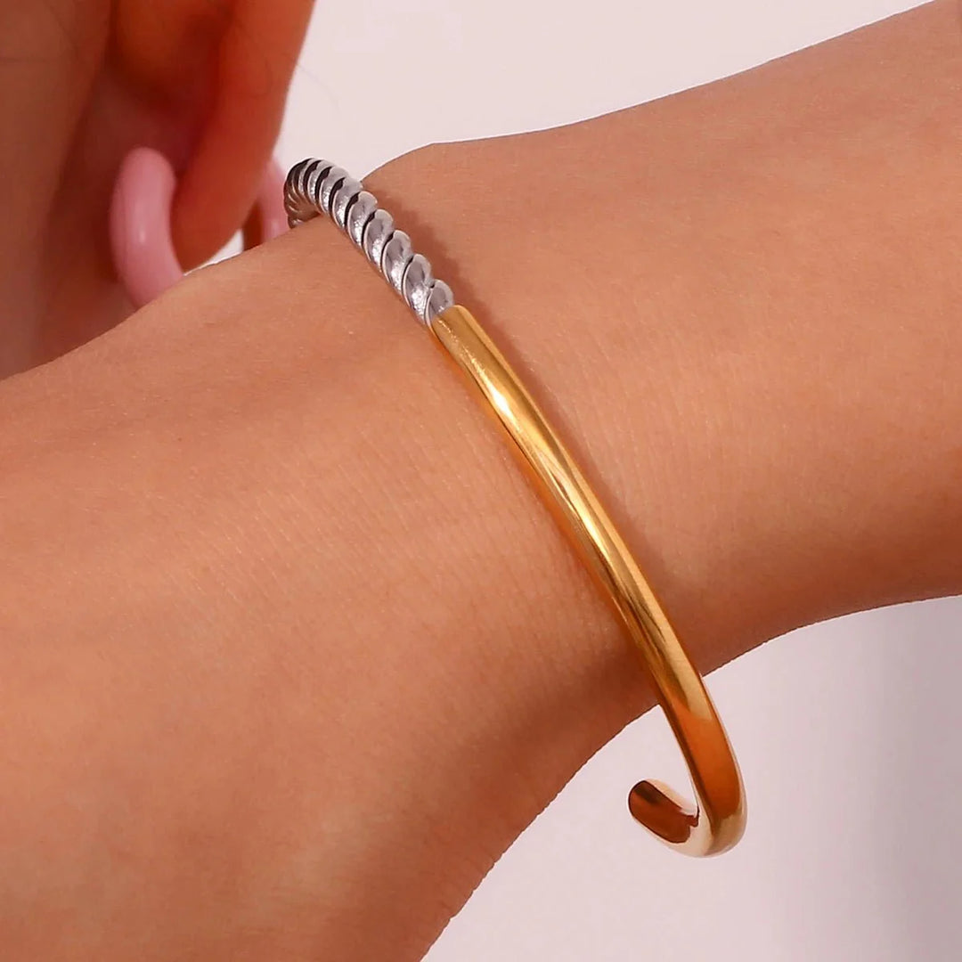 BowLift | Twisted Half Two Tone Cuff Bracelet