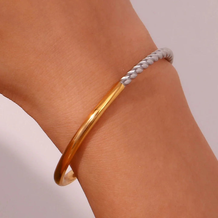 BowLift | Twisted Half Two Tone Cuff Bracelet