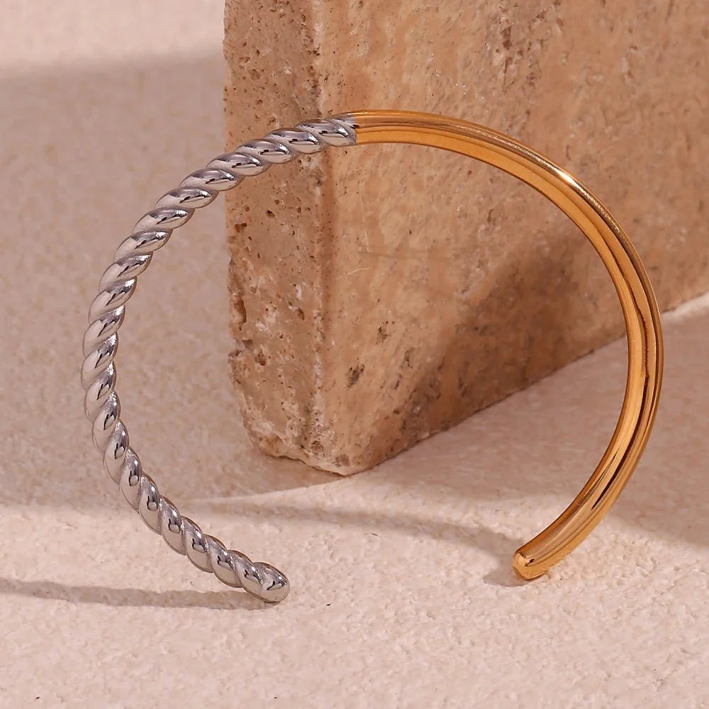 BowLift | Twisted Half Two Tone Cuff Bracelet