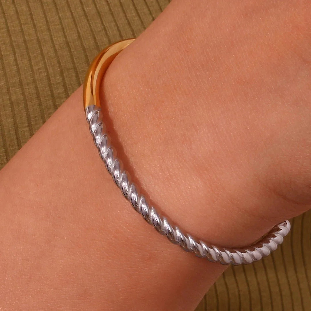 BowLift | Twisted Half Two Tone Cuff Bracelet