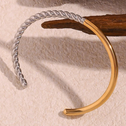BowLift | Twisted Half Two Tone Cuff Bracelet