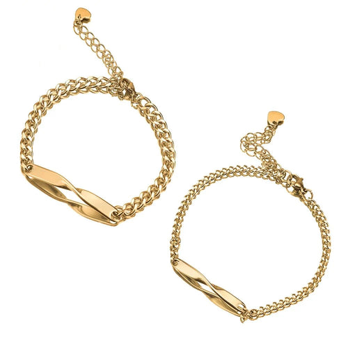 BowLift | Twisted Name & Date Couples Bracelets