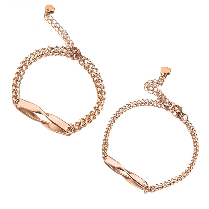 BowLift | Twisted Name & Date Couples Bracelets