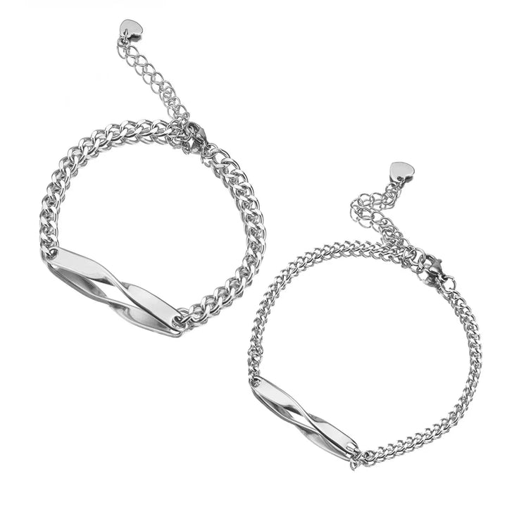 BowLift | Twisted Name & Date Couples Bracelets
