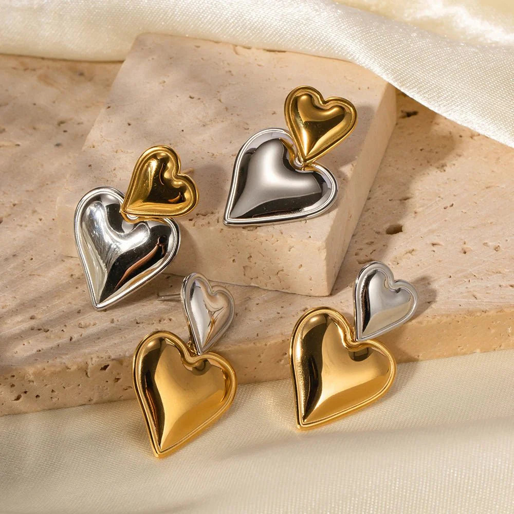 BowLift | Two Tone Accented Heart Earrings
