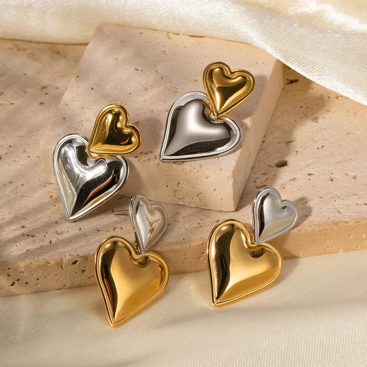 BowLift | Two Tone Accented Heart Earrings
