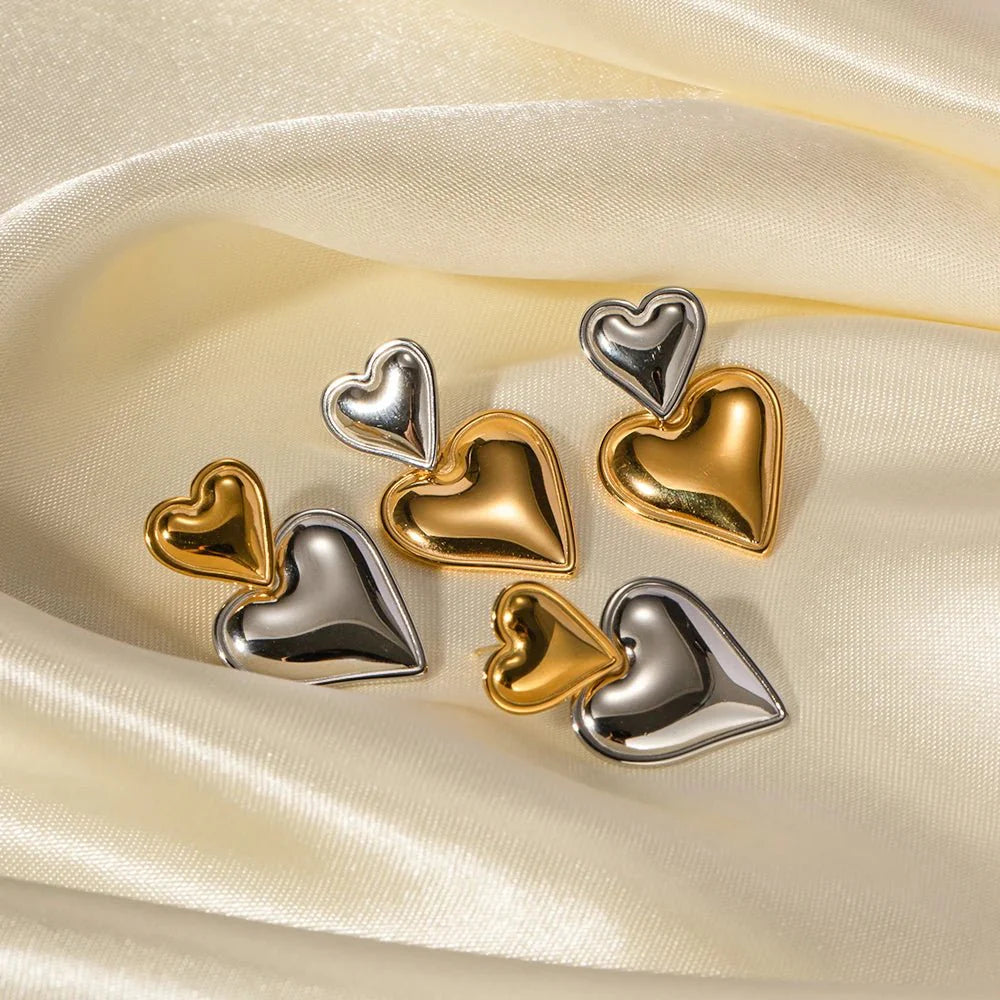 BowLift | Two Tone Accented Heart Earrings
