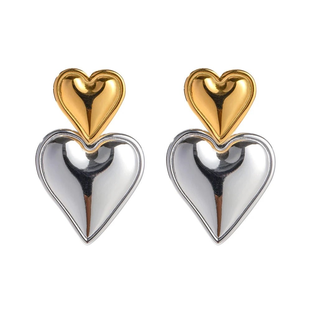 BowLift | Two Tone Accented Heart Earrings