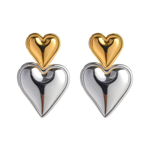 BowLift | Two Tone Accented Heart Earrings