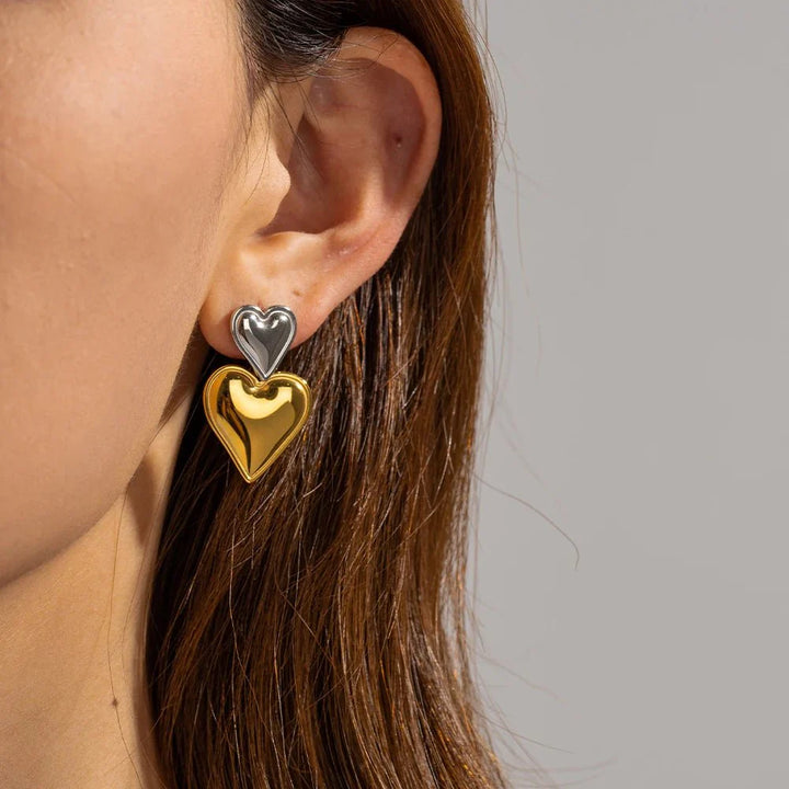 BowLift | Two Tone Accented Heart Earrings