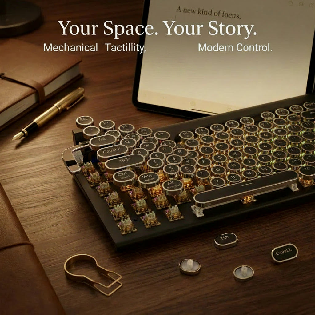 Retro Wireless Keyboard for Focused Work