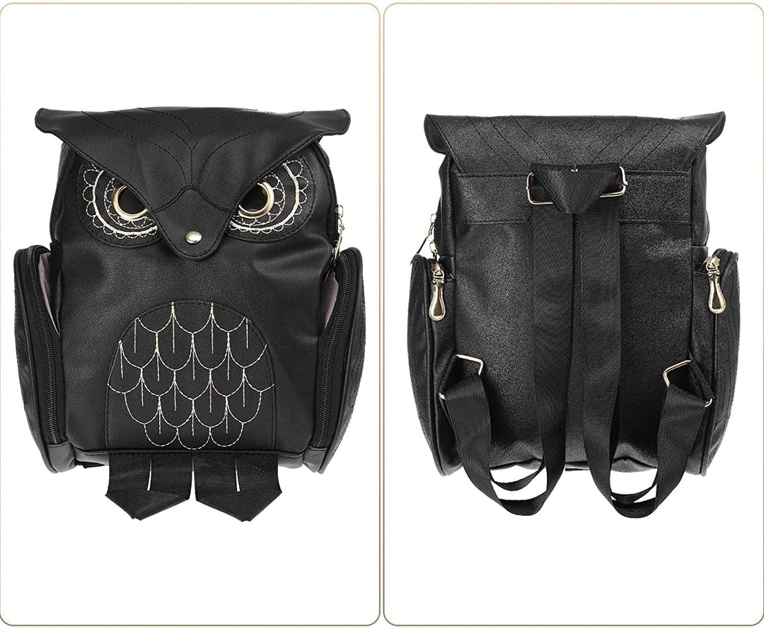 PU Leather Owl Print Backpack for Women – Multi-Pocket Design | Bowlift