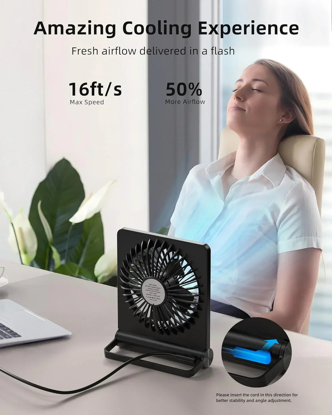 Ultra Quiet USB Desk Fan - Powerful - Compact - Energy Efficient | Bowlift