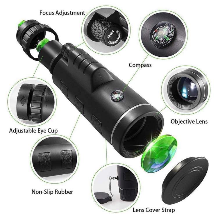 BowLift | UltraZoom Pro HD Monocular | Waterproof, BAK-4 Prism & Ideal for Stargazing and Wildlife Observation