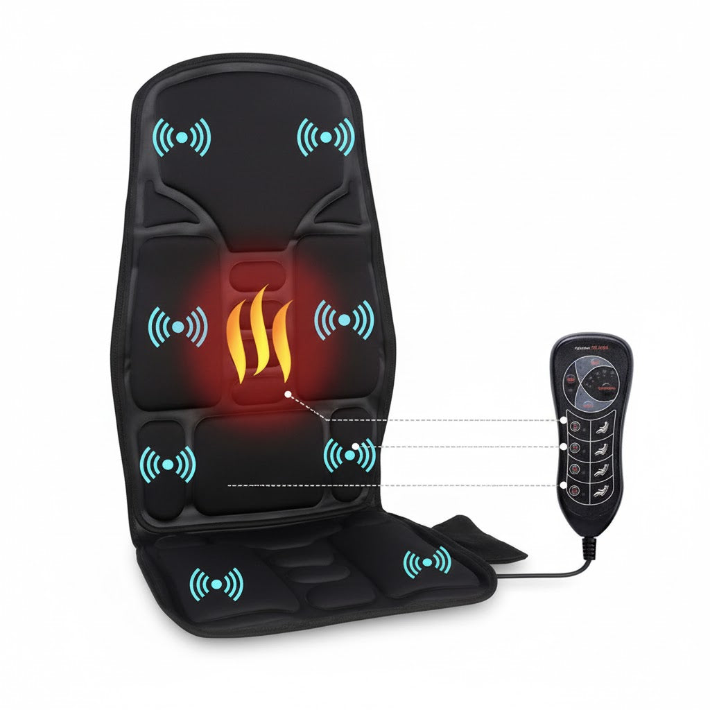 BowLift | Massage Chair Pad with Heat | 8 Massage Modes, Deep Tissue Relief & Portable for Home and Car Use