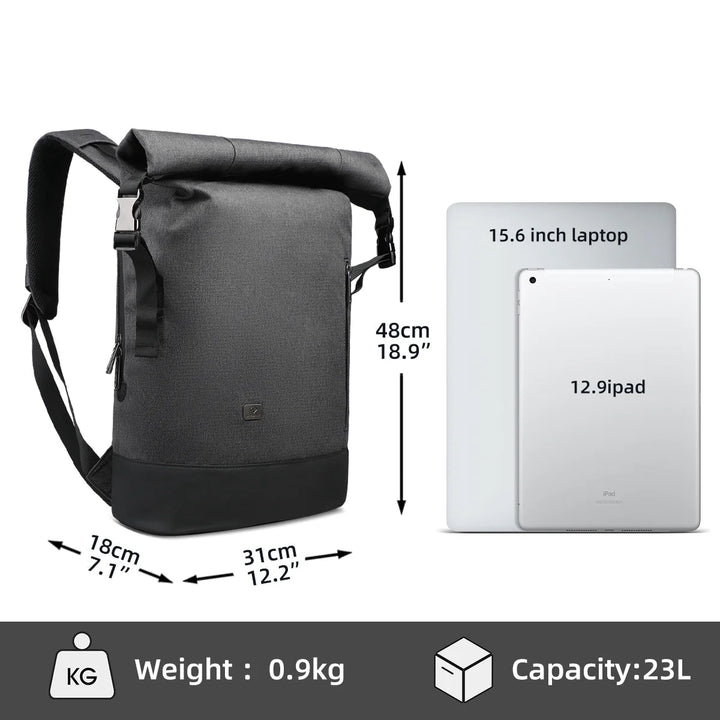 BowLift | URBANTRAIL Rolltop Backpack – Expandable & Waterproof Travel Backpack with USB Port and Laptop Compartment