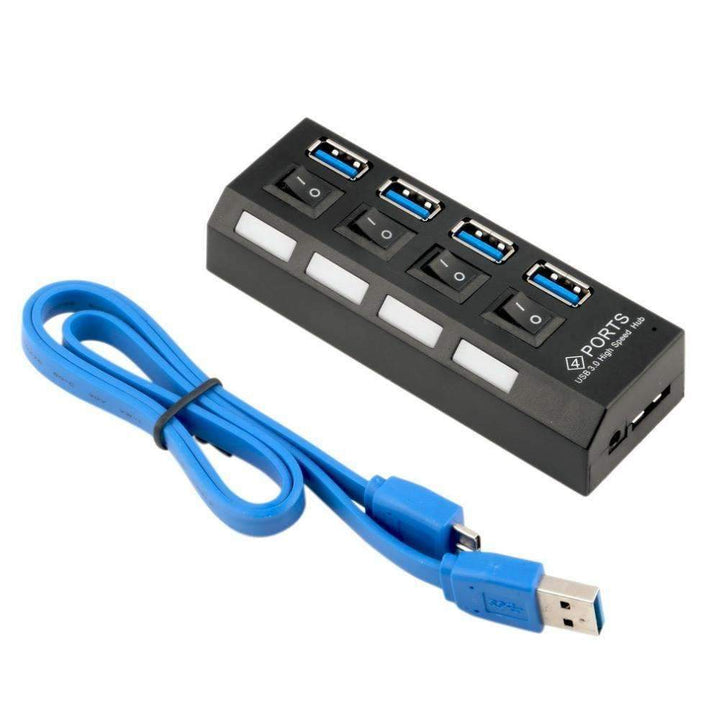 BowLift | USB 3.0 Hub 4 Ports Super Speed 5Gbps and Hub With on/off Switch For Windows Mac OS Linux