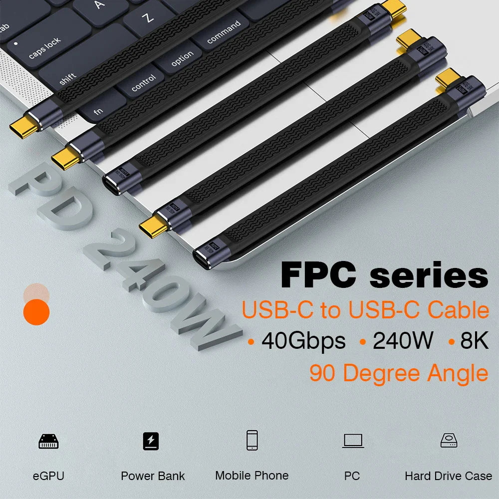 BowLift | USB4 Elbow Connector Cable – 240W, 40Gbps, 8K (1+1 FREE)