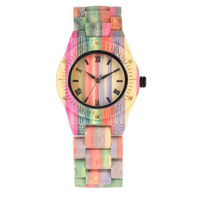 BowLift | Men Women Fashion Colorful Wood Bamboo Watch Quartz Analog Handmade Full Wooden Bracelet Luxury Wristwatches  Gifts for Lovers
