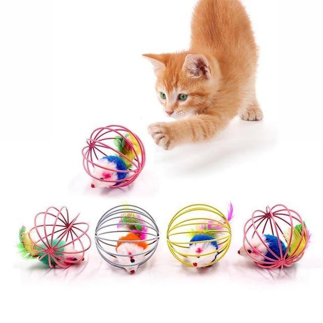 BowLift | Cat Interactive Toy Stick Feather Wand With Small Bell Mouse Cage Toys Plastic Artificial Colorful Cat Teaser Toy Pet Supplies
