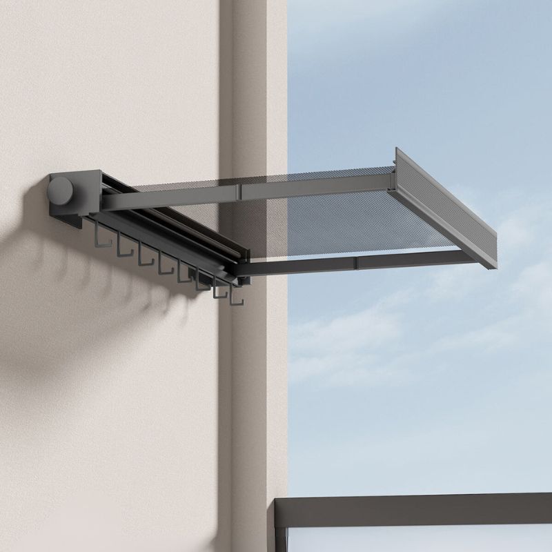 BowLift | Wall-Mounted Clothes Drying Rack with Grid Shelf and Hook Rail – Space-Saving Laundry Solution