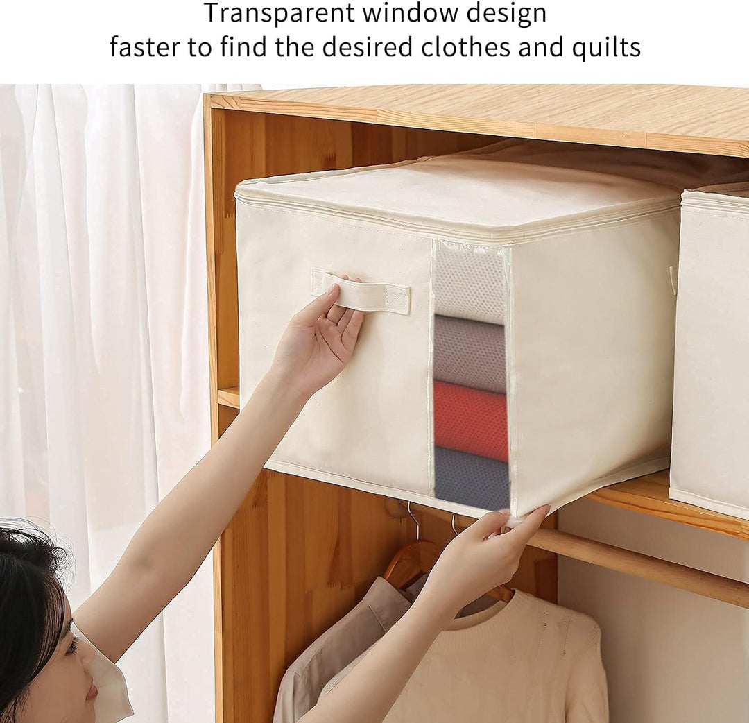 BowLift | Canvas Clothing Storage Organizer Set – Double Zipper Bag with Handles & Viewing Window