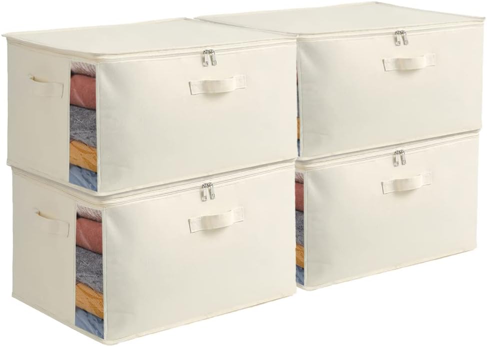 BowLift | Canvas Clothes Storage Organiser Set – Dual Zipper Bag with Handles & Window