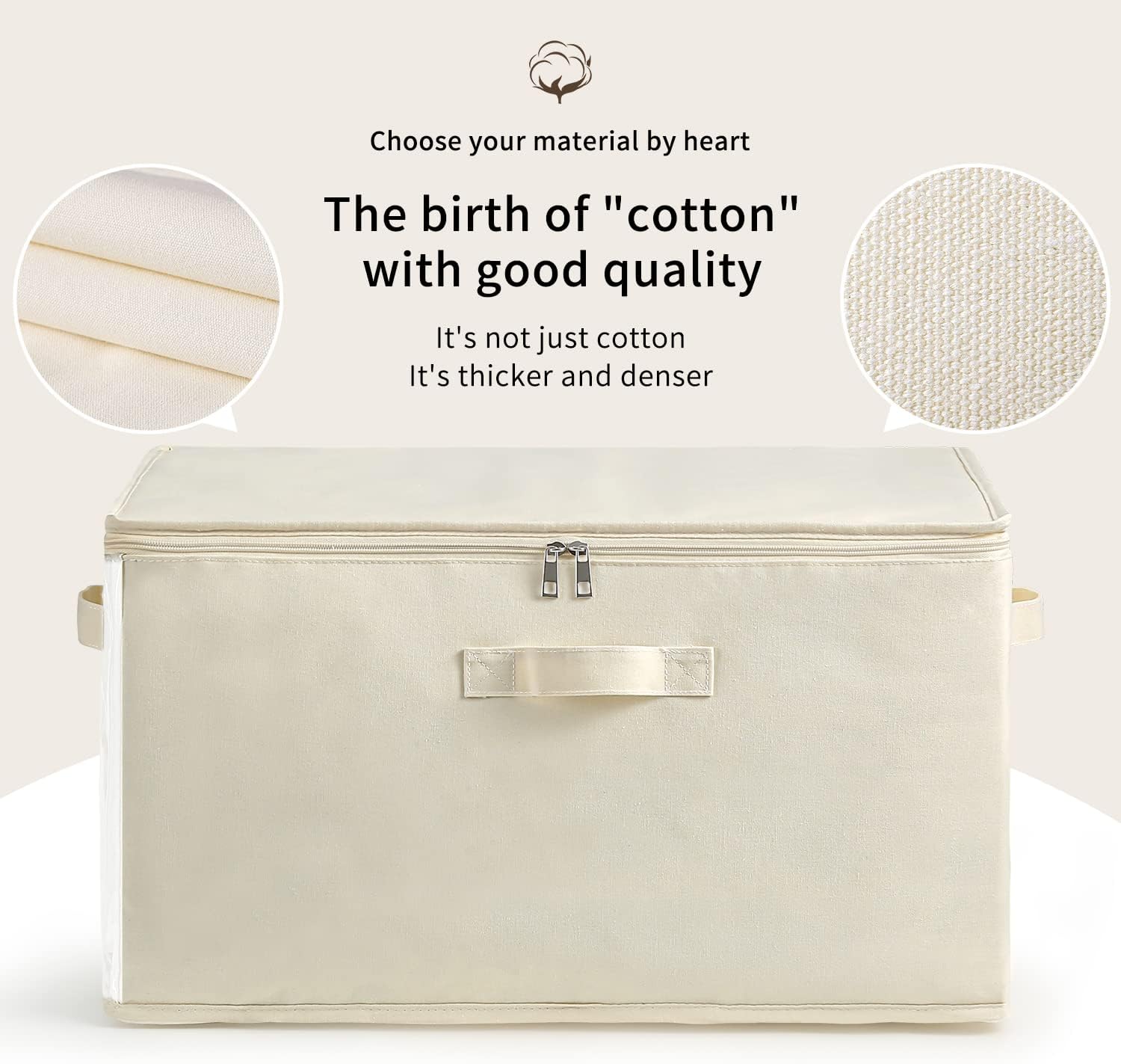 BowLift | Canvas Clothes Storage Organiser Set – Dual Zipper Bag with Handles & Window