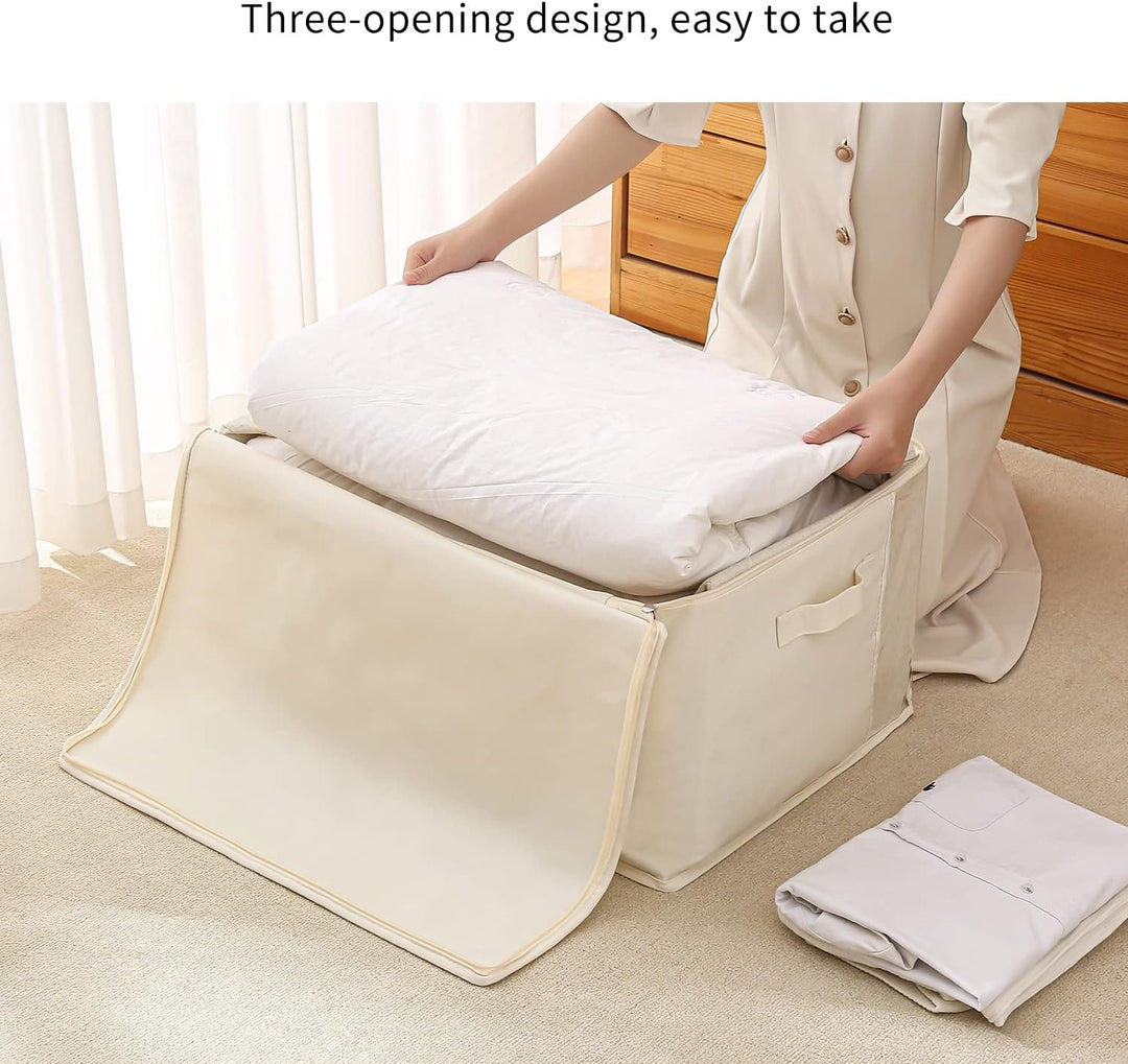 BowLift | Canvas Clothing Storage Organizer Set – Double Zipper Bag with Handles & Viewing Window