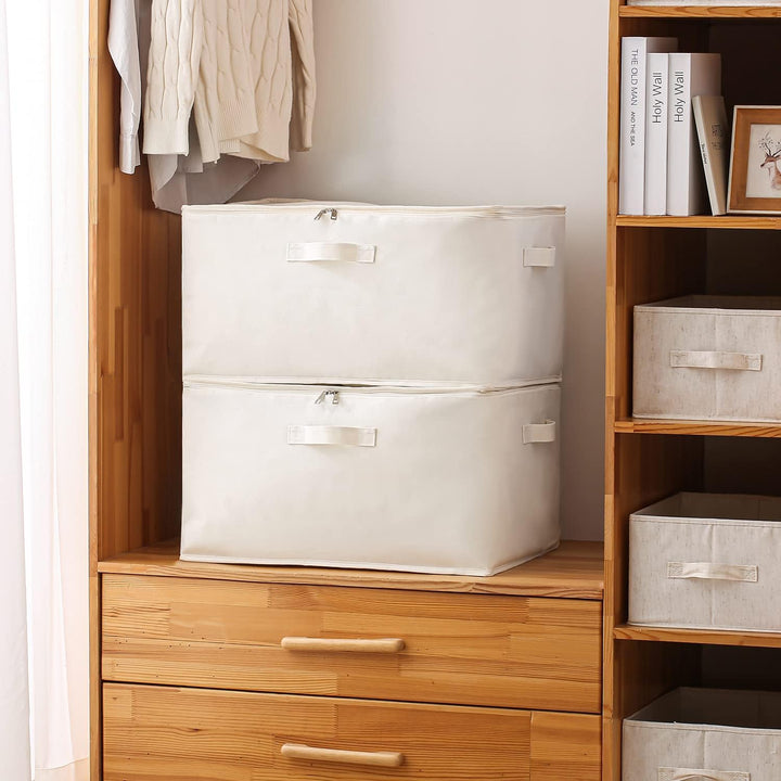 BowLift | Canvas Clothes Storage Organiser Set – Dual Zipper Bag with Handles & Window