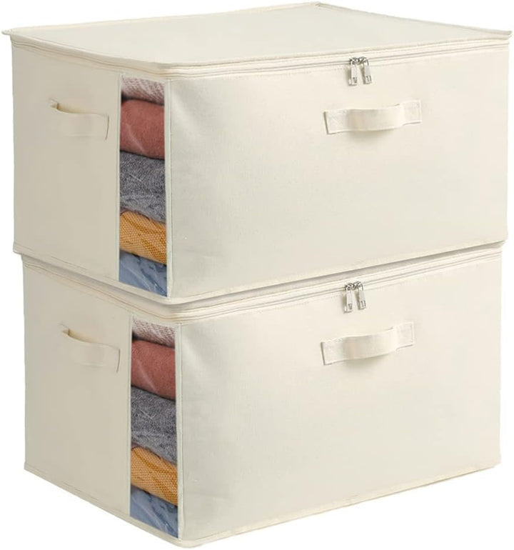 BowLift | Canvas Clothing Storage Organizer Set – Double Zipper Bag with Handles & Viewing Window