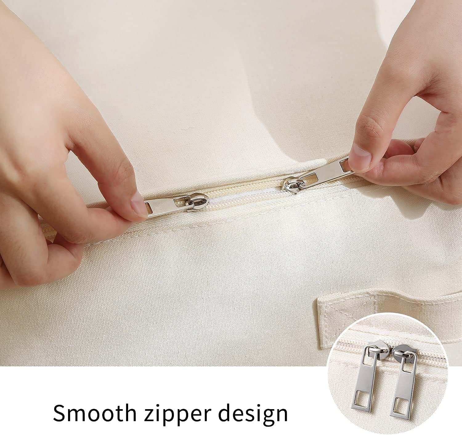 BowLift | Canvas Clothes Storage Organiser Set – Dual Zipper Bag with Handles & Window