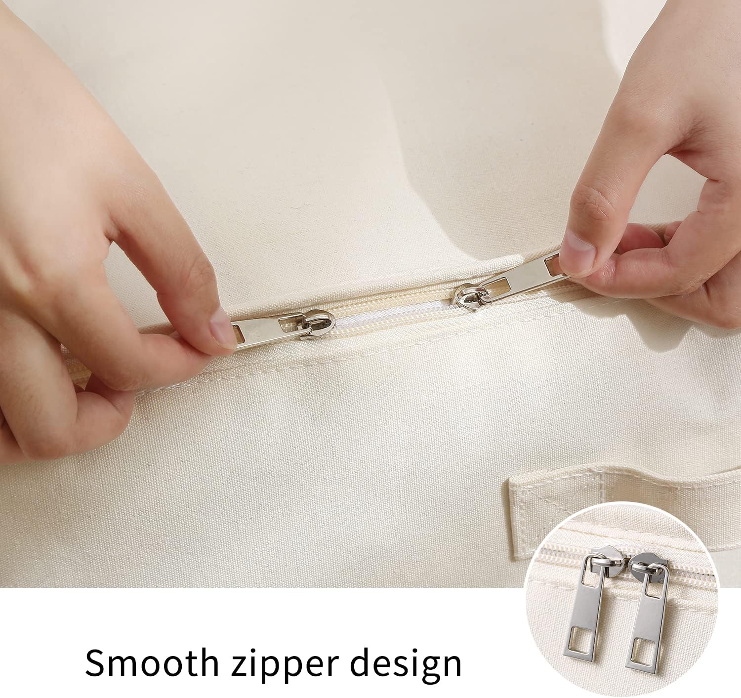 BowLift | Canvas Clothes Storage Organiser Set – Dual Zipper Bag with Handles & Window