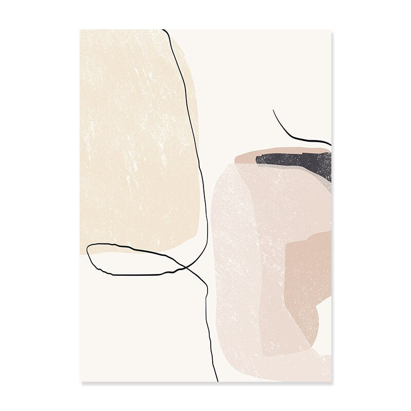 Abstract Beige Marble Geometric Shapes - Canvas Wall Art Print | Bowlift