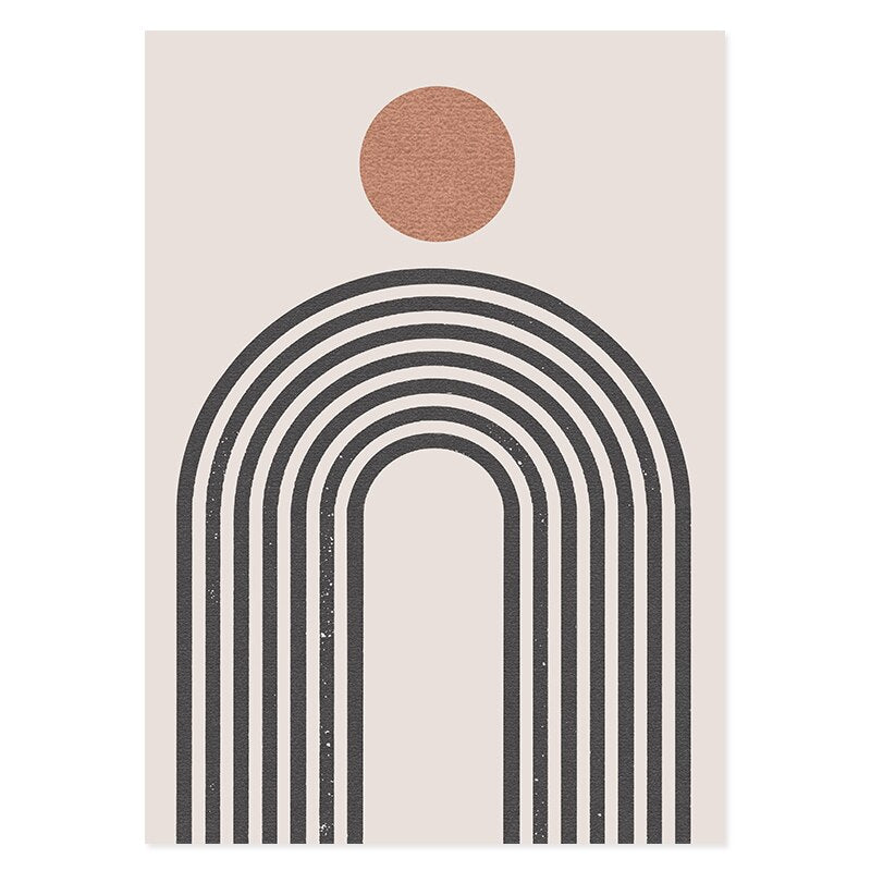 Abstract Boho Nature Beige Contemporary Rainbow - Canvas Wall Art Print | Bowlift