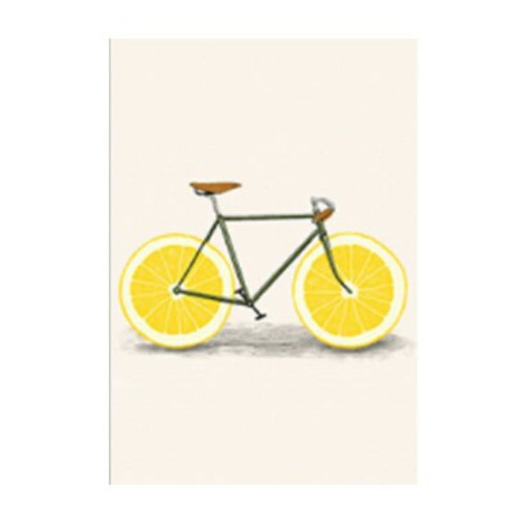 Minimalist Fashion Fruit Bike - Canvas Wall Art Print | Bowlift