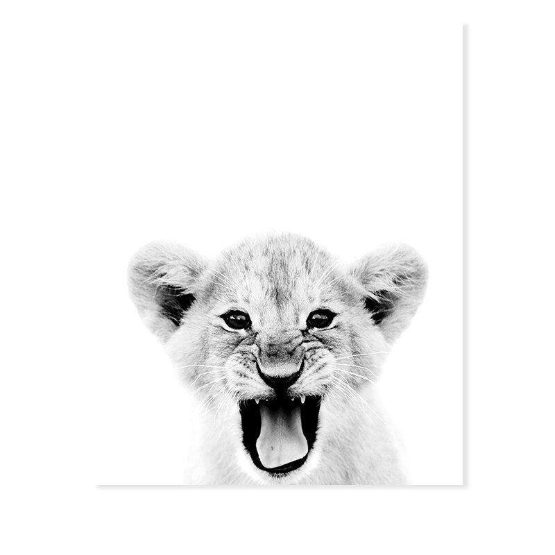 Black & White African Lion - Canvas Wall Art Print | Bowlift